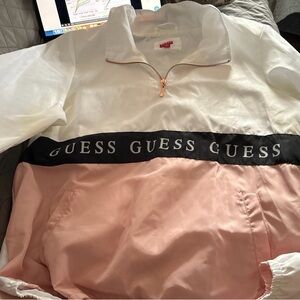 GUESS White and Pink Windbreaker